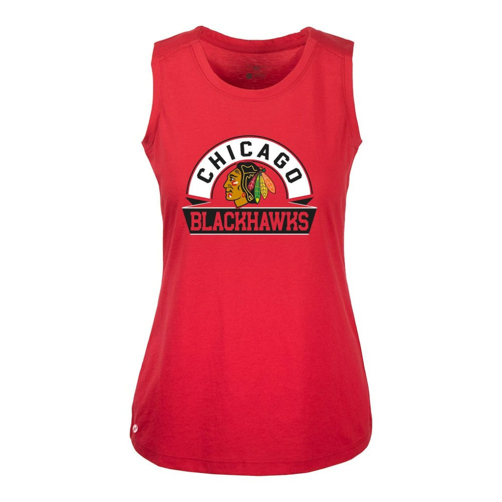 NHL Red Chicago Blackhawks Levelwear Women's Macy Banner Arch Tank Top