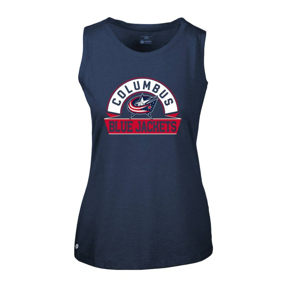 NHL Navy Columbus Blue Jackets Levelwear Women's Macy Banner Arch Tank Top