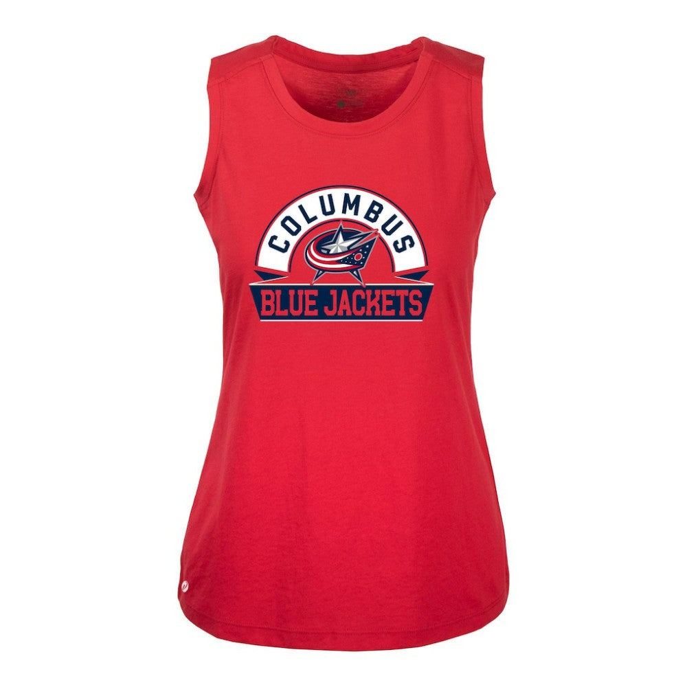 NHL Red Columbus Blue Jackets Levelwear Women's Macy Banner Arch Tank Top