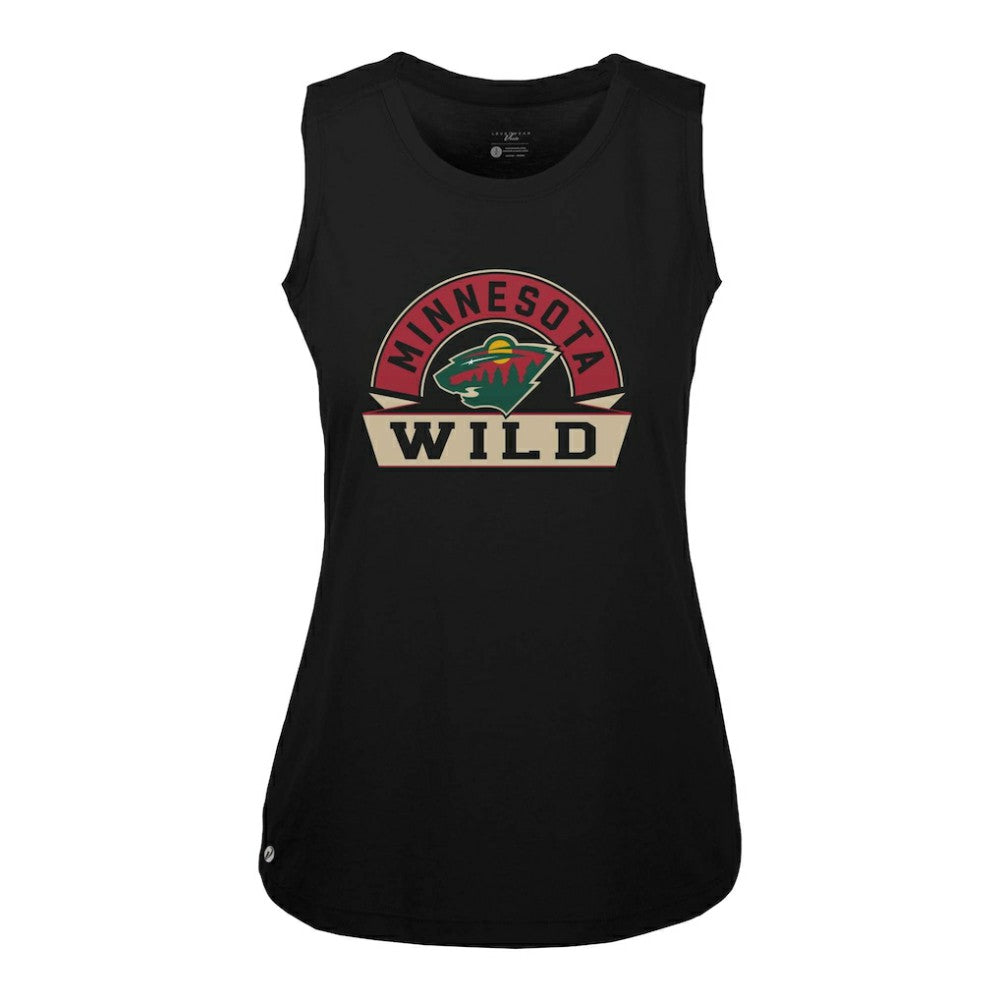NHL Black Minnesota Wild Levelwear Women's Macy Banner Arch Tank Top