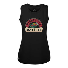 NHL Black Minnesota Wild Levelwear Women's Macy Banner Arch Tank Top