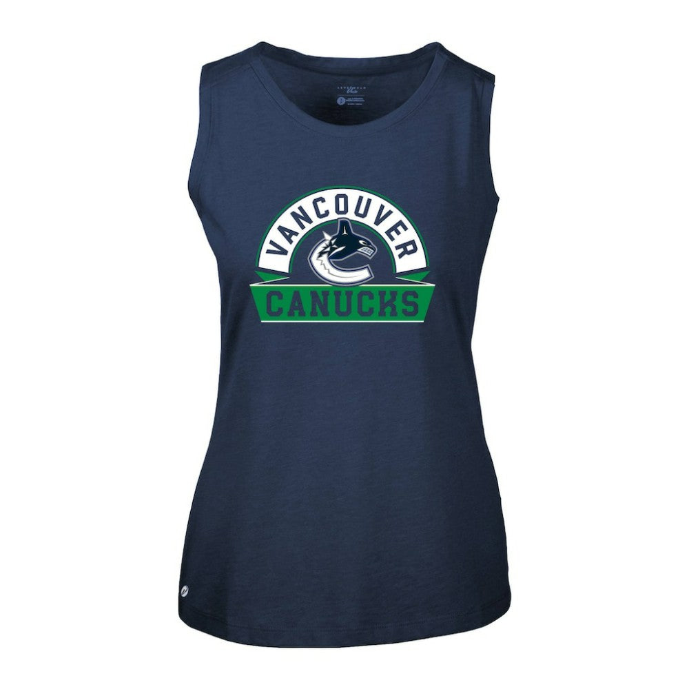 NHL Navy Vancouver Canucks Levelwear Women's Macy Banner Arch Tank Top
