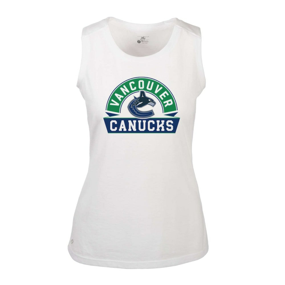 NHL White Vancouver Canucks Levelwear Women's Macy Banner Arch Tank Top