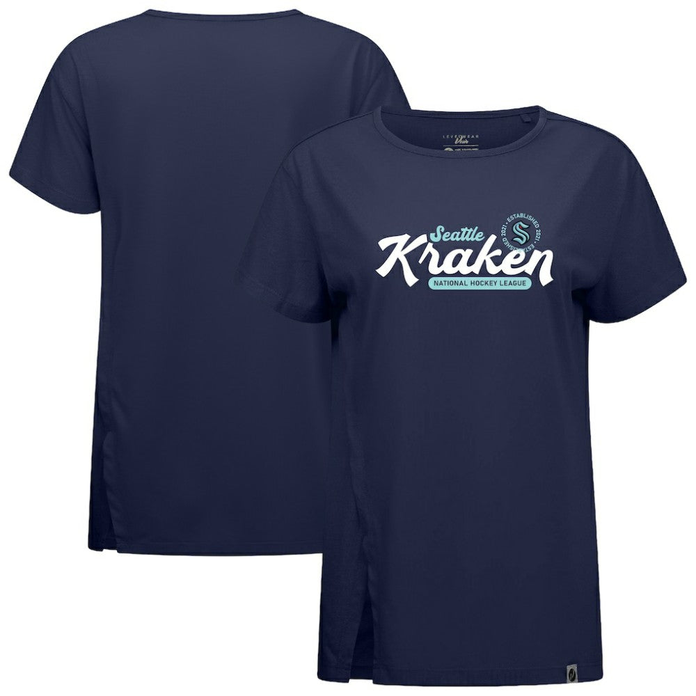 NHL Deep Sea Blue Seattle Kraken Levelwear Women's Influx Monument T-Shirt