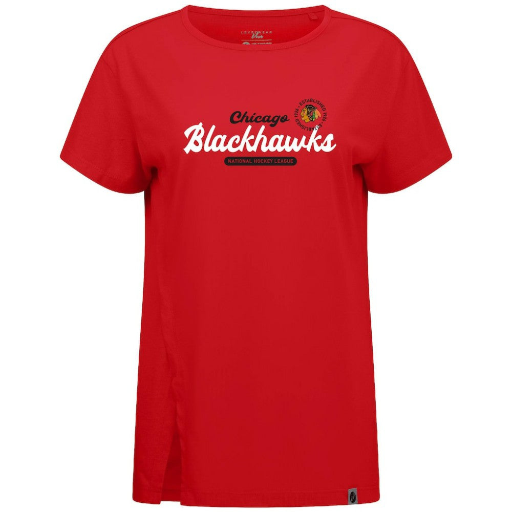 NHL Red Chicago Blackhawks Levelwear Women's Influx Monument T-Shirt
