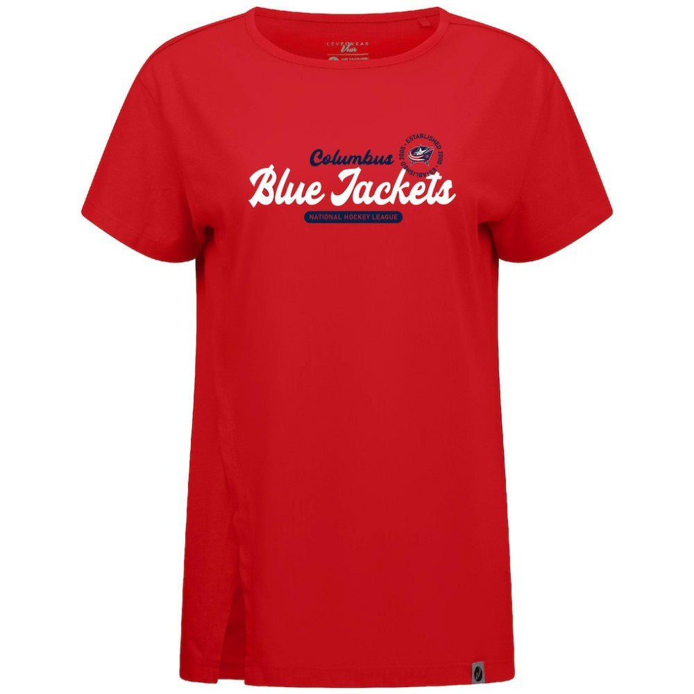 NHL Red Columbus Blue Jackets Levelwear Women's Influx Monument T-Shirt