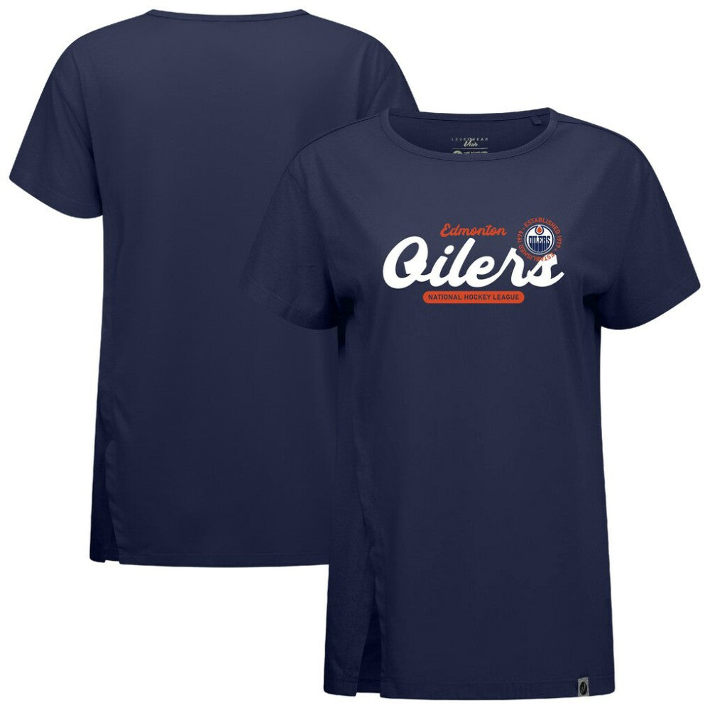 NHL Navy Edmonton Oilers Levelwear Women's Influx Monument T-Shirt