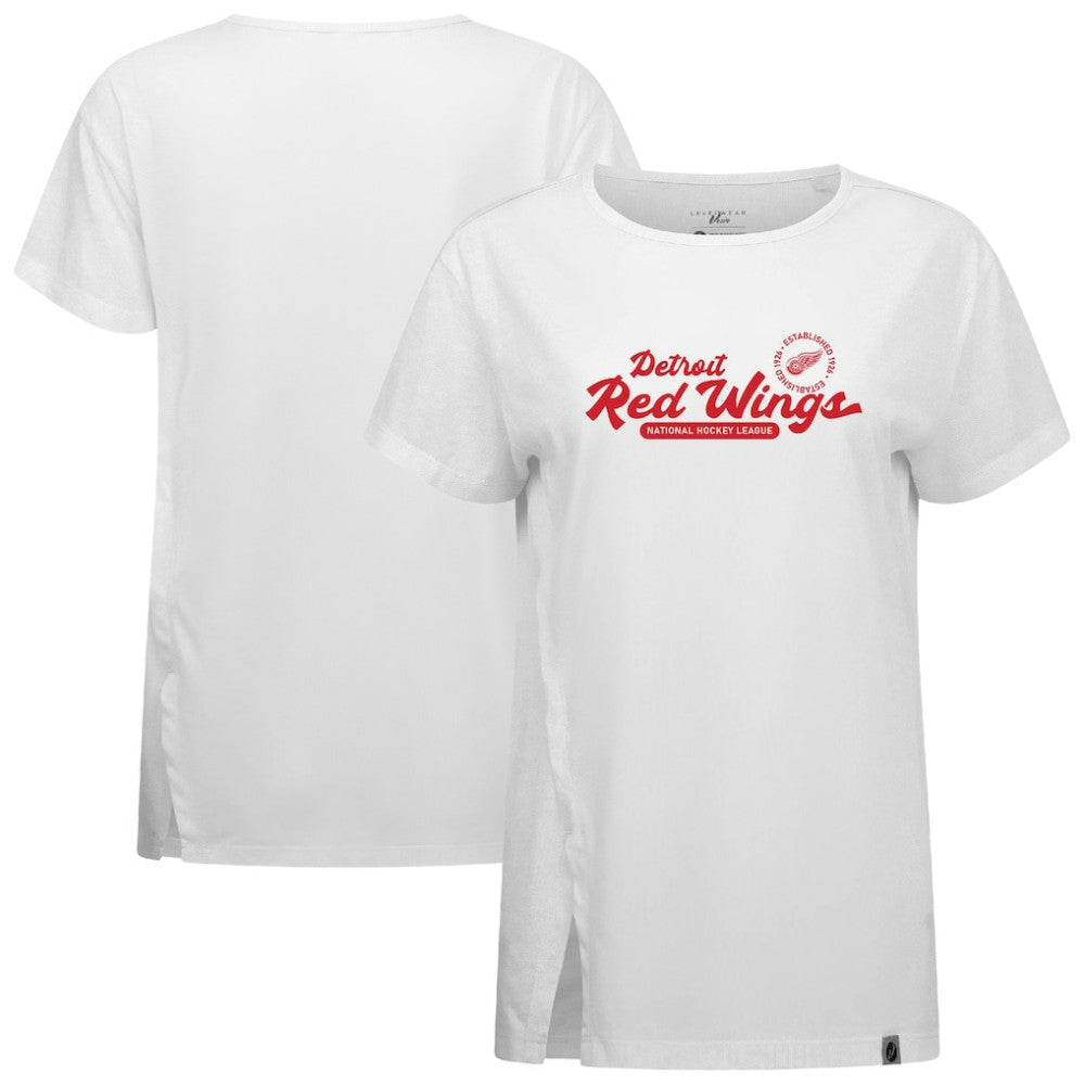 NHL White Detroit Red Wings Levelwear Women's Influx Monument T-Shirt