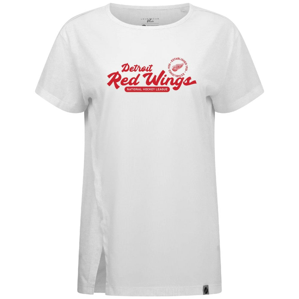 NHL White Detroit Red Wings Levelwear Women's Influx Monument T-Shirt