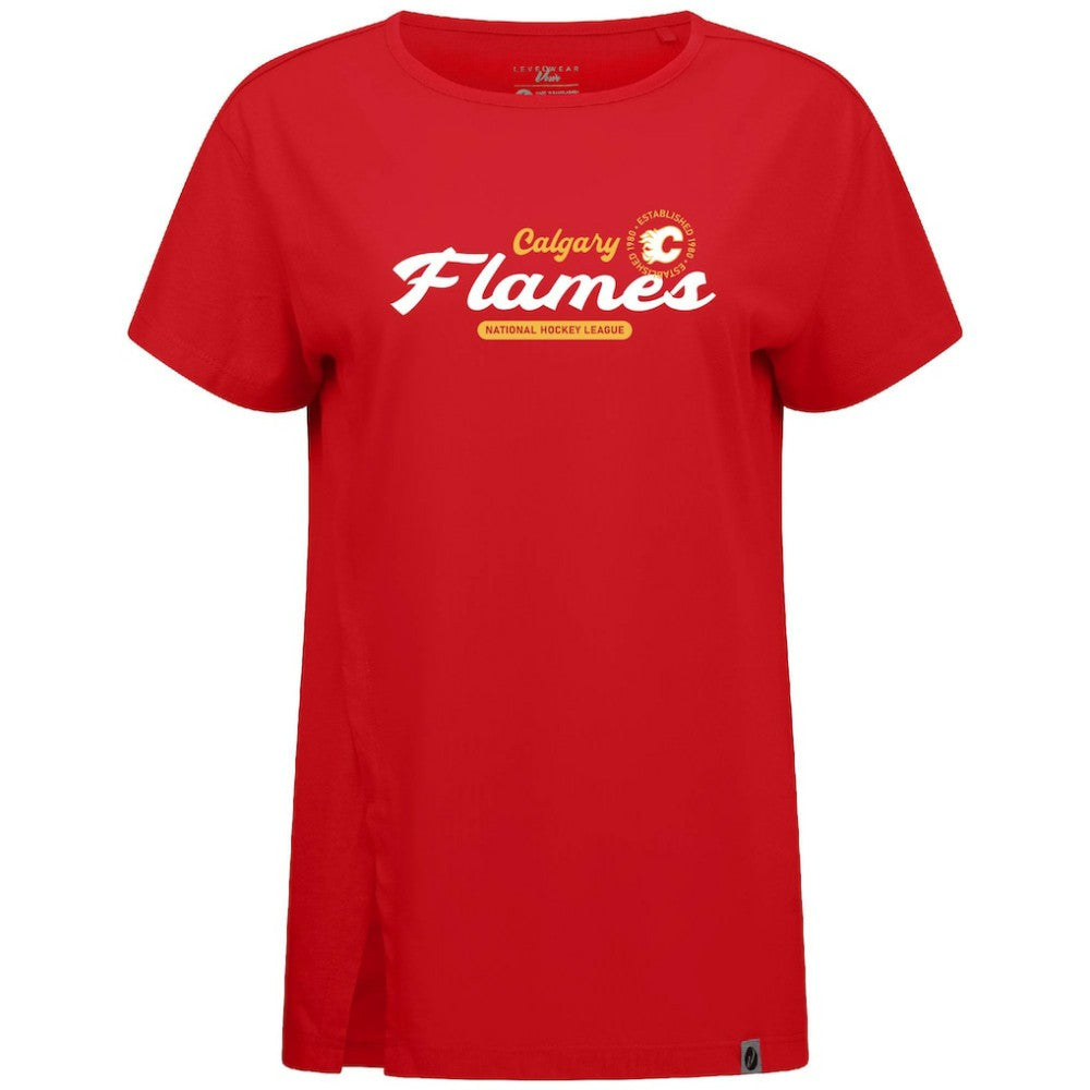 NHL Red Calgary Flames Levelwear Women's Influx Monument T-Shirt