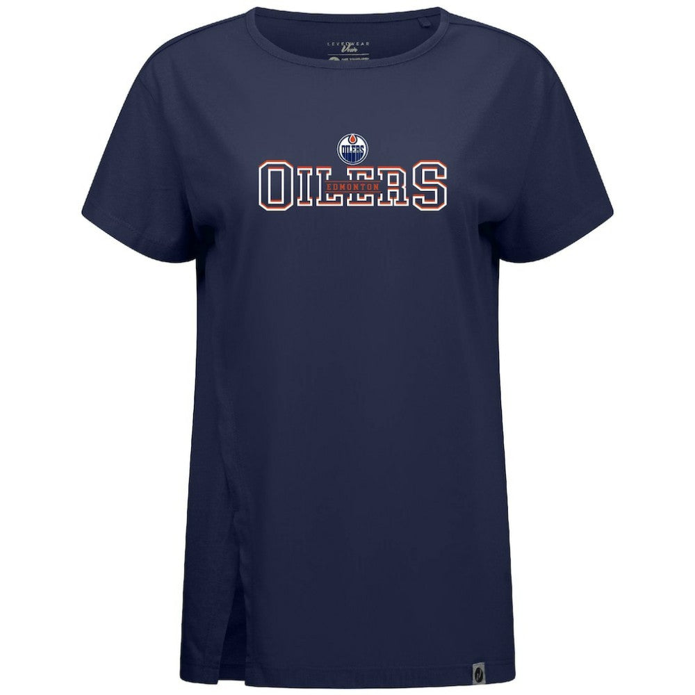 NHL Navy Edmonton Oilers Levelwear Women's Influx Journey T-Shirt