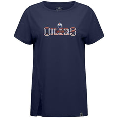 NHL Navy Edmonton Oilers Levelwear Women's Influx Journey T-Shirt