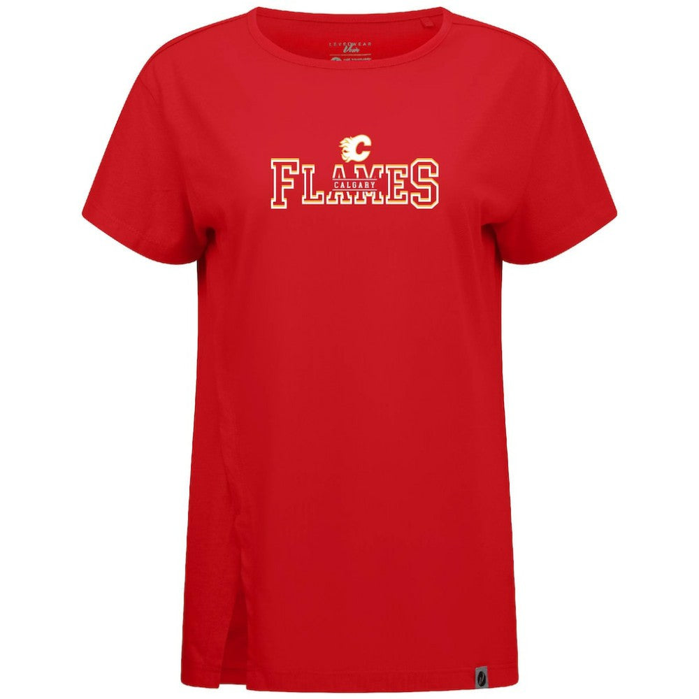 NHL Red Calgary Flames Levelwear Women's Influx Journey T-Shirt