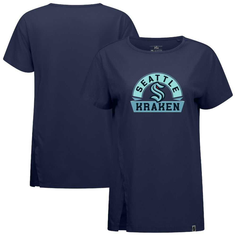 NHL Deep Sea Blue Seattle Kraken Levelwear Women's Influx Banner Arch T-Shirt