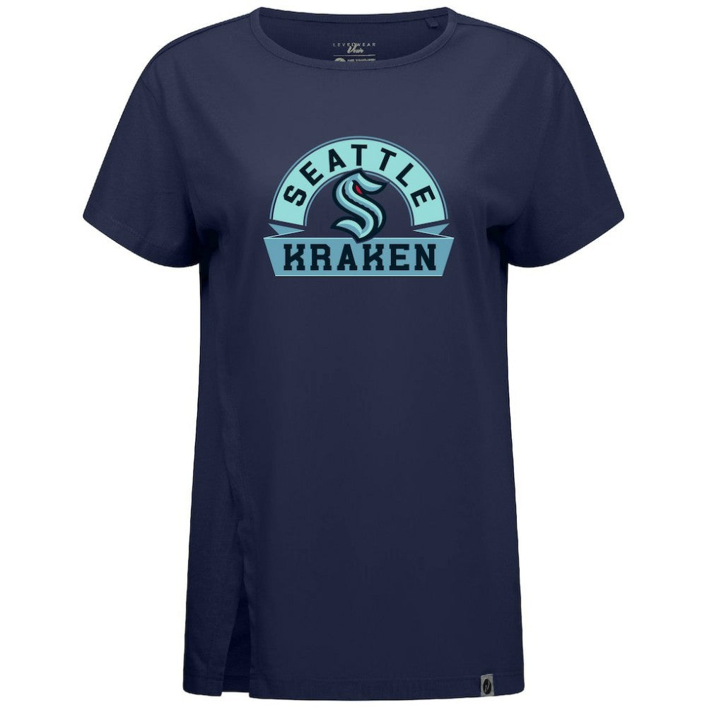 NHL Deep Sea Blue Seattle Kraken Levelwear Women's Influx Banner Arch T-Shirt