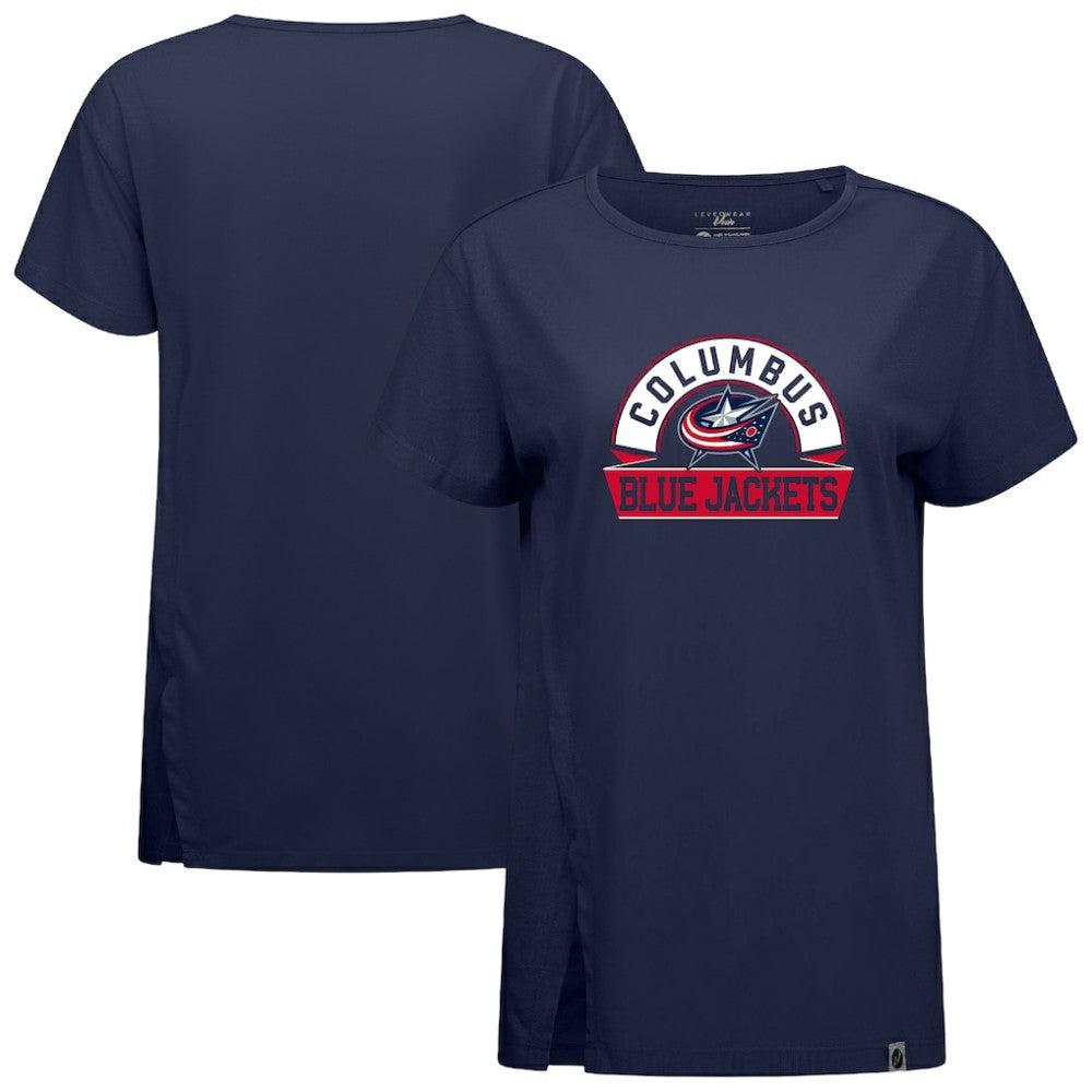 NHL Navy Columbus Blue Jackets Levelwear Women's Influx Banner Arch T-Shirt