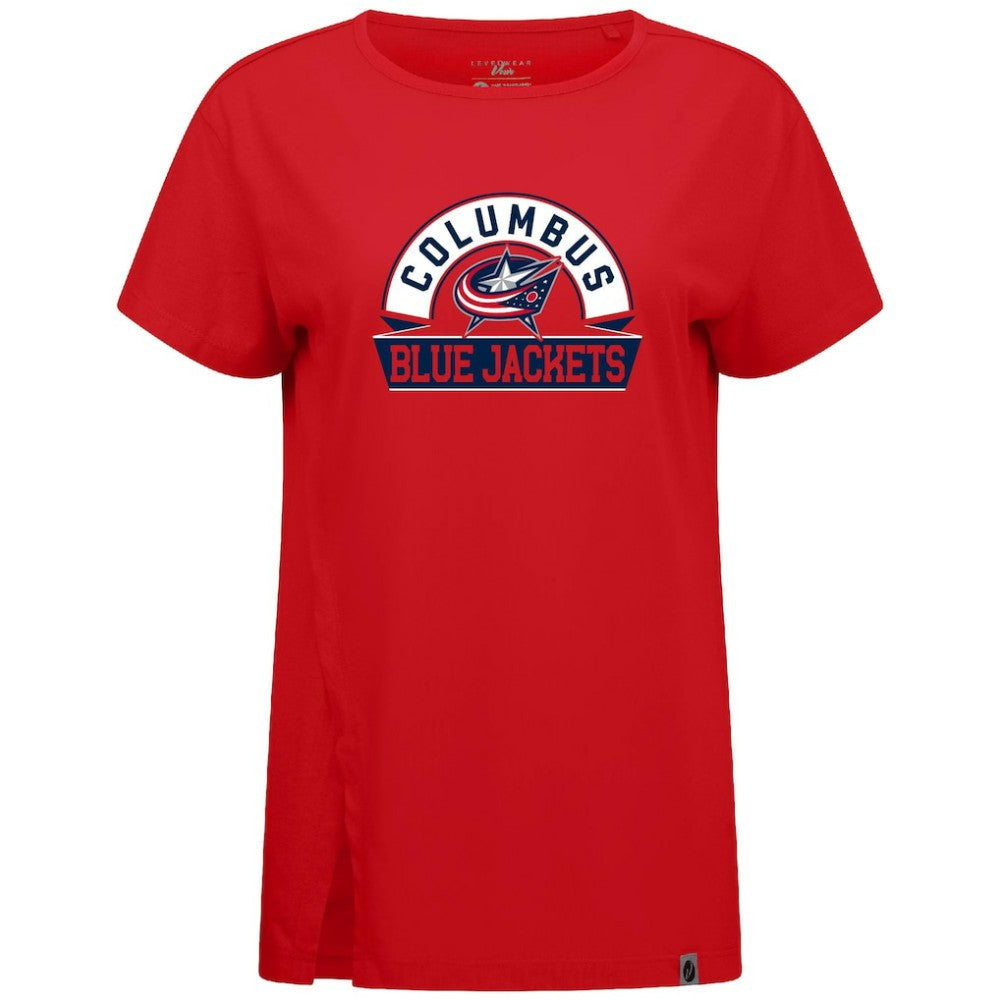 NHL Red Columbus Blue Jackets Levelwear Women's Influx Banner Arch T-Shirt