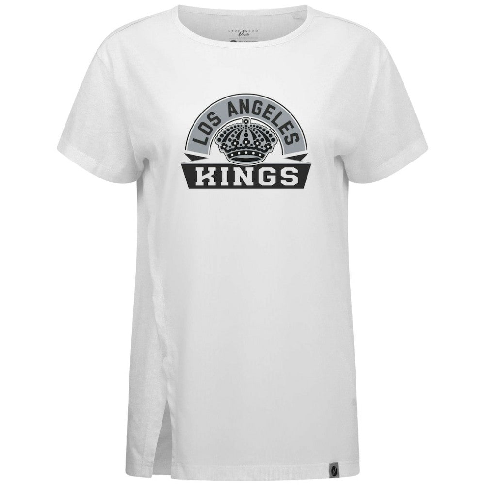 NHL White Los Angeles Kings Levelwear Women's Influx Banner Arch T-Shirt
