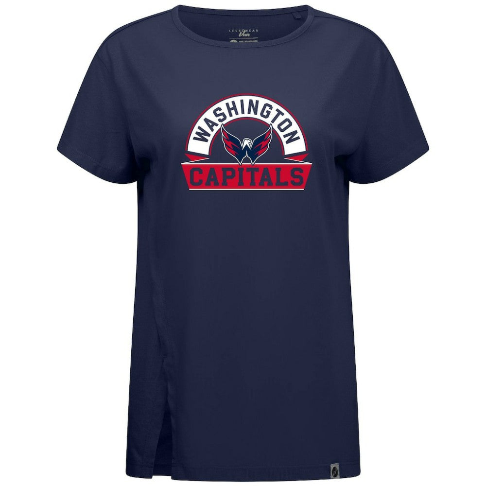 NHL Navy Washington Capitals Levelwear Women's Influx Banner Arch T-Shirt
