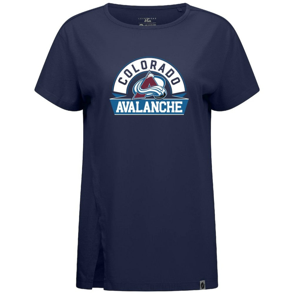 NHL Navy Colorado Avalanche Levelwear Women's Influx Banner Arch T-Shirt