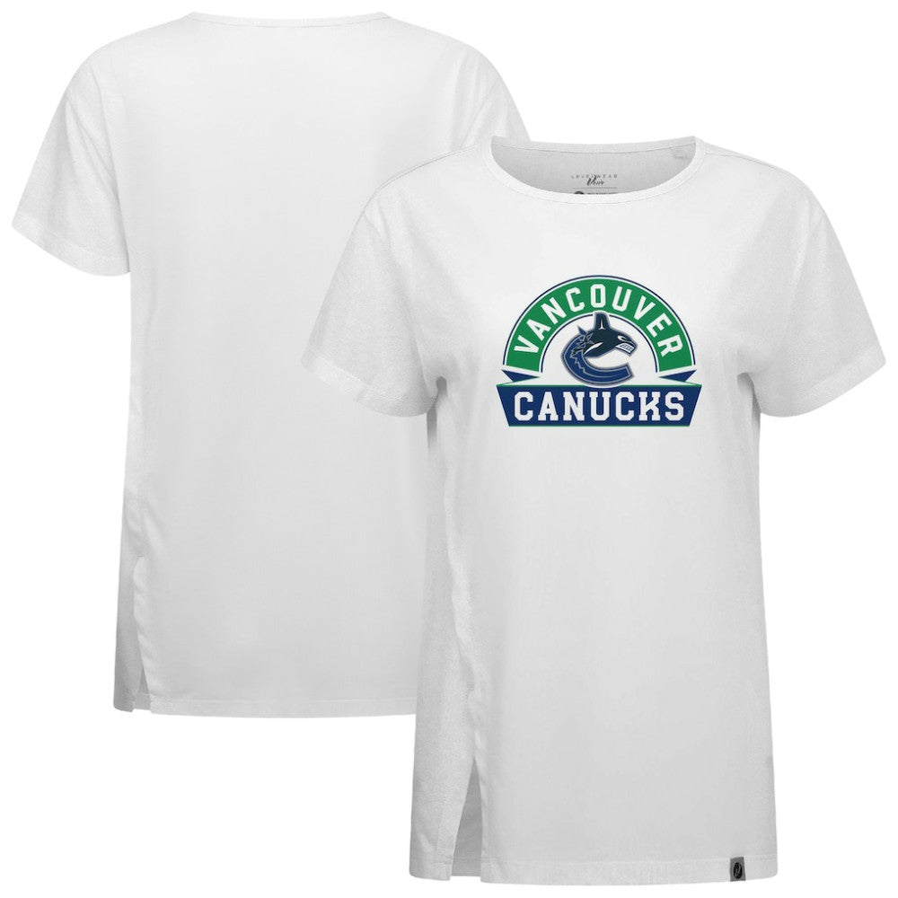 NHL White Vancouver Canucks Levelwear Women's Influx Banner Arch T-Shirt