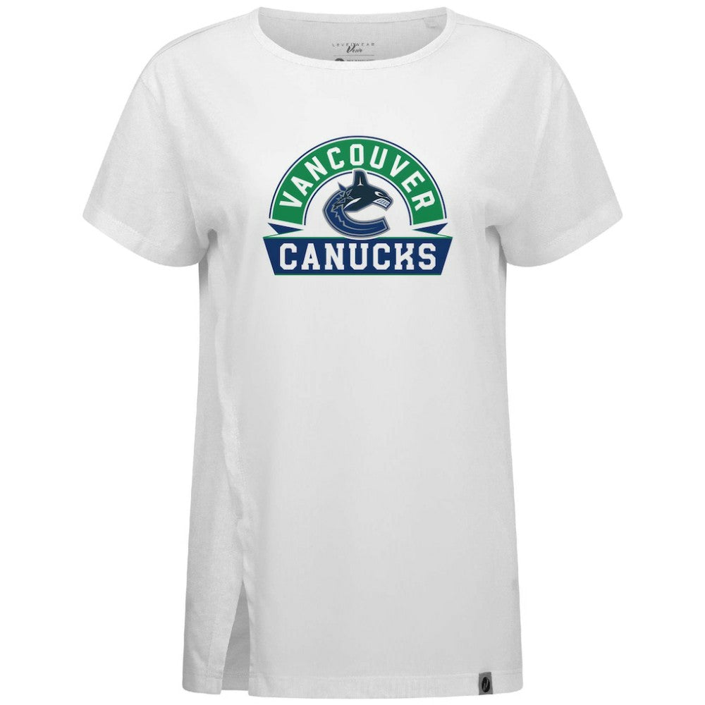NHL White Vancouver Canucks Levelwear Women's Influx Banner Arch T-Shirt