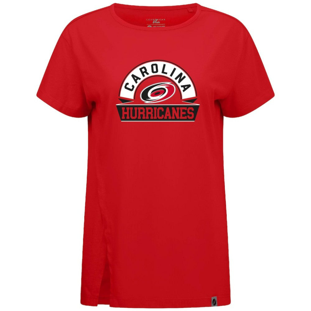 NHL Red Carolina Hurricanes Levelwear Women's Influx Banner Arch T-Shirt