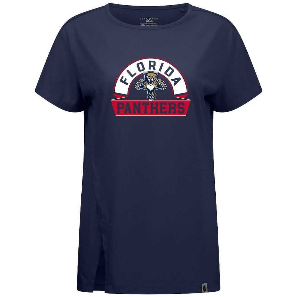 NHL Navy Florida Panthers Levelwear Women's Influx Banner Arch T-Shirt