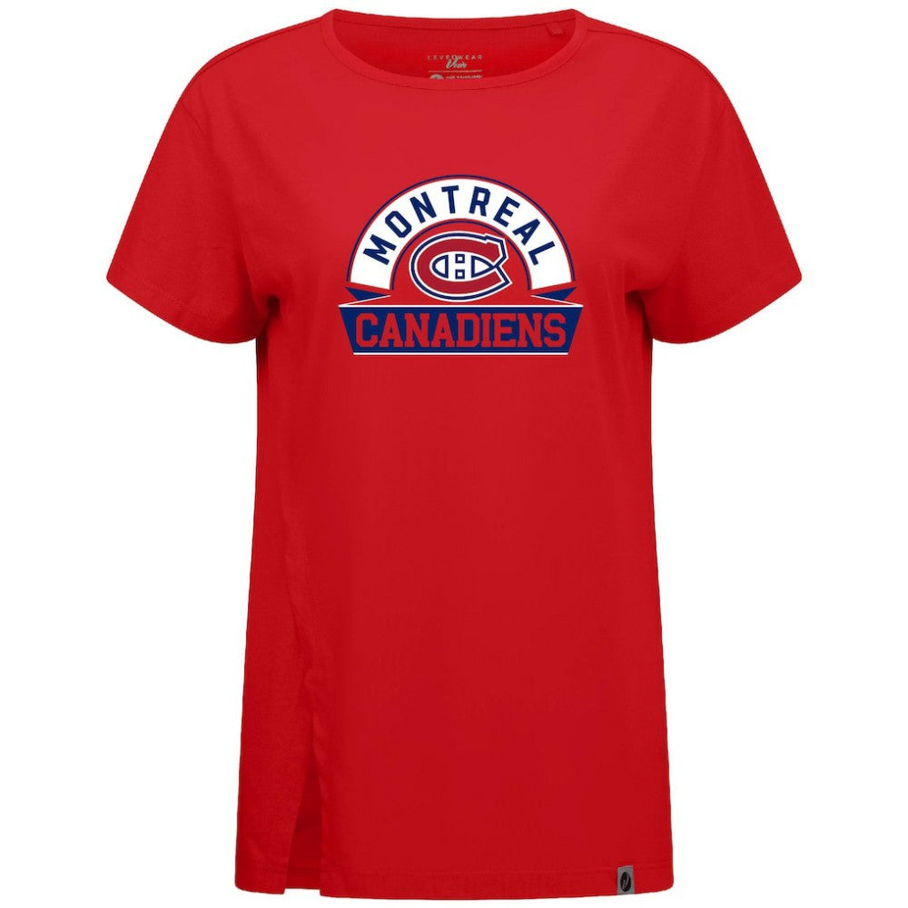 NHL Red Montreal Canadiens Levelwear Women's Influx Banner Arch T-Shirt