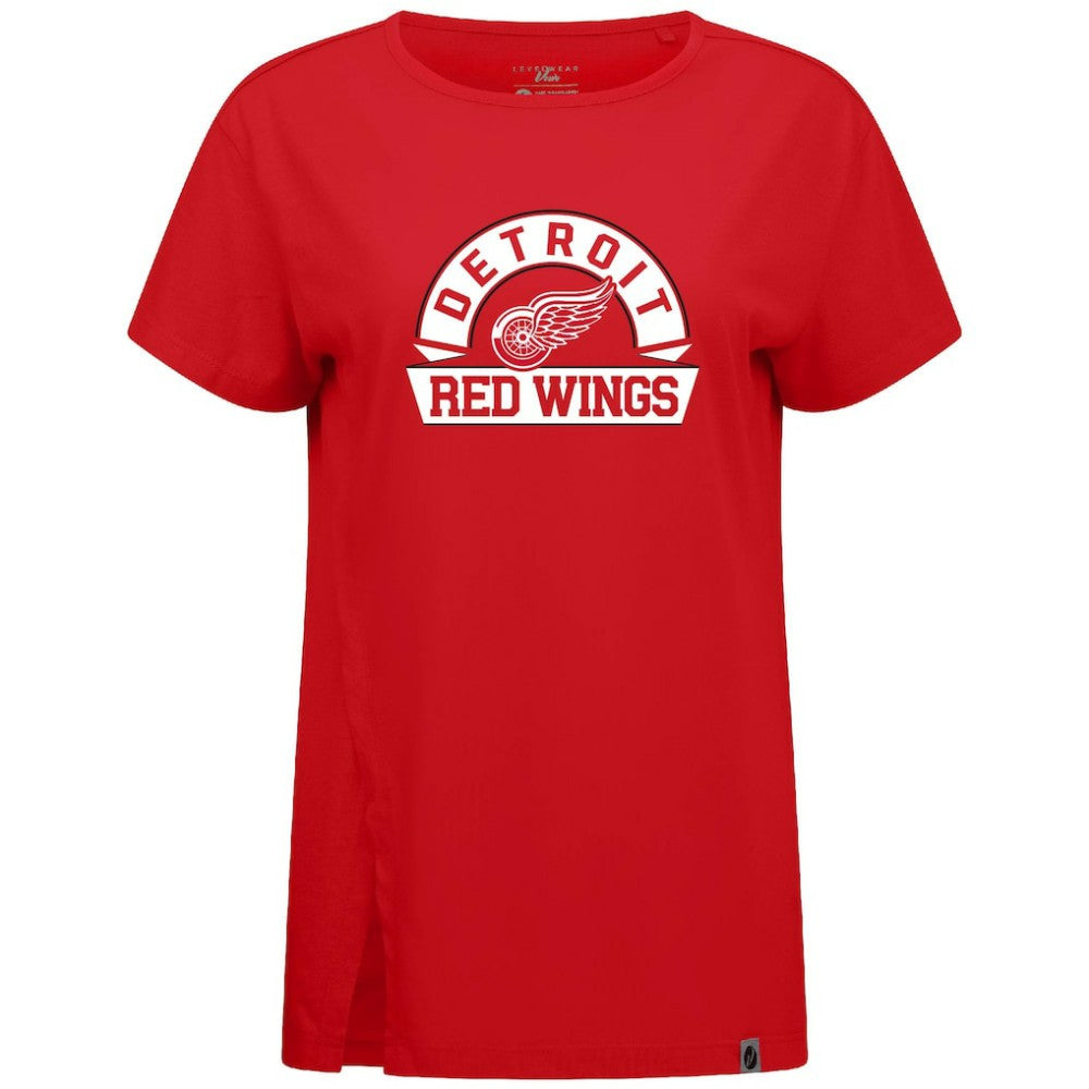 NHL Red Detroit Red Wings Levelwear Women's Influx Banner Arch T-Shirt