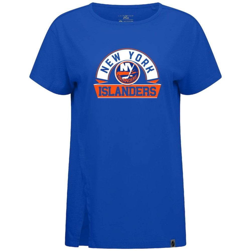 NHL Royal New York Islanders Levelwear Women's Influx Banner Arch T-Shirt