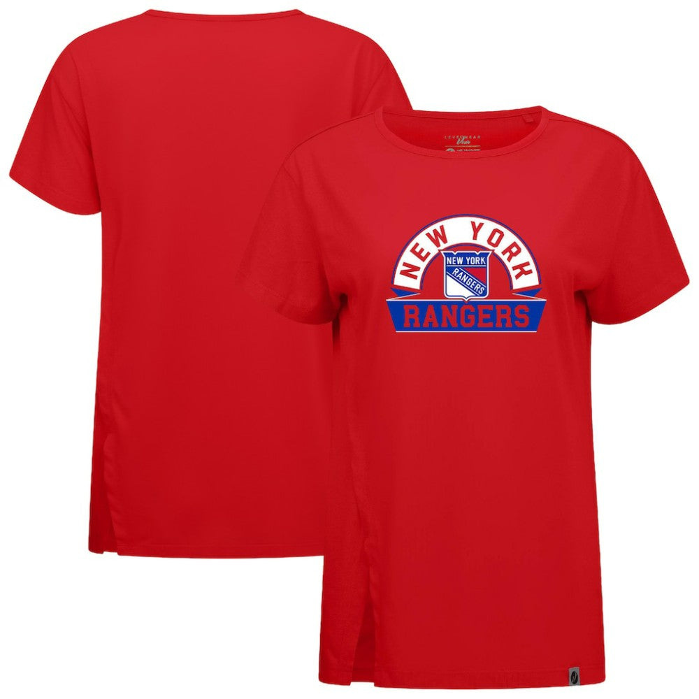 NHL Red New York Rangers Levelwear Women's Influx Banner Arch T-Shirt