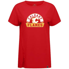 NHL Red Calgary Flames Levelwear Women's Influx Banner Arch T-Shirt
