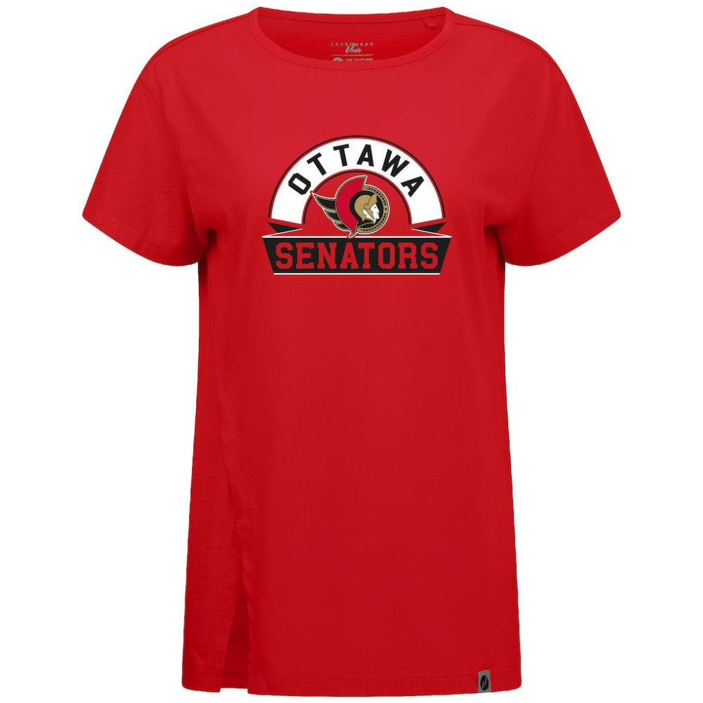 NHL Red Ottawa Senators Levelwear Women's Influx Banner Arch T-Shirt