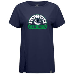 NHL Navy Vancouver Canucks Levelwear Women's Influx Banner Arch T-Shirt
