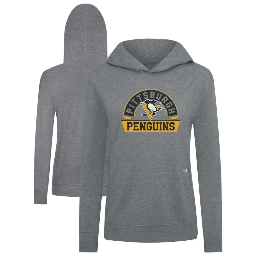 NHL Gray Pittsburgh Penguins Levelwear Women's Relay Banner Arch Pullover Hoodie