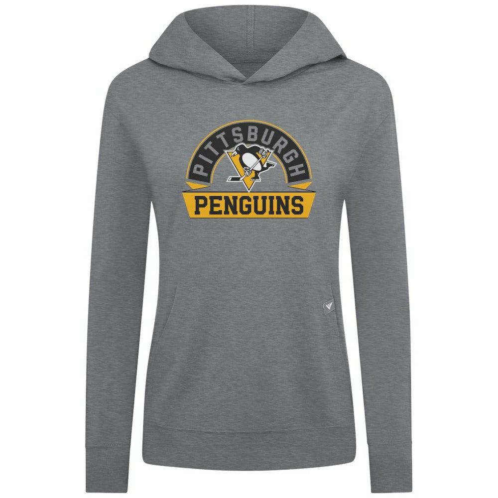 NHL Gray Pittsburgh Penguins Levelwear Women's Relay Banner Arch Pullover Hoodie