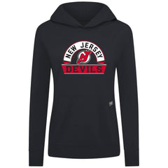 NHL Black New Jersey Devils Levelwear Women's Relay Banner Arch Pullover Hoodie