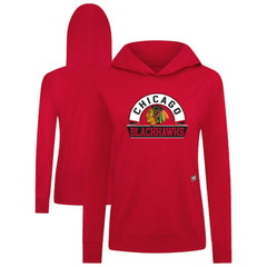 NHL Red Chicago Blackhawks Levelwear Women's Relay Banner Arch Pullover Hoodie
