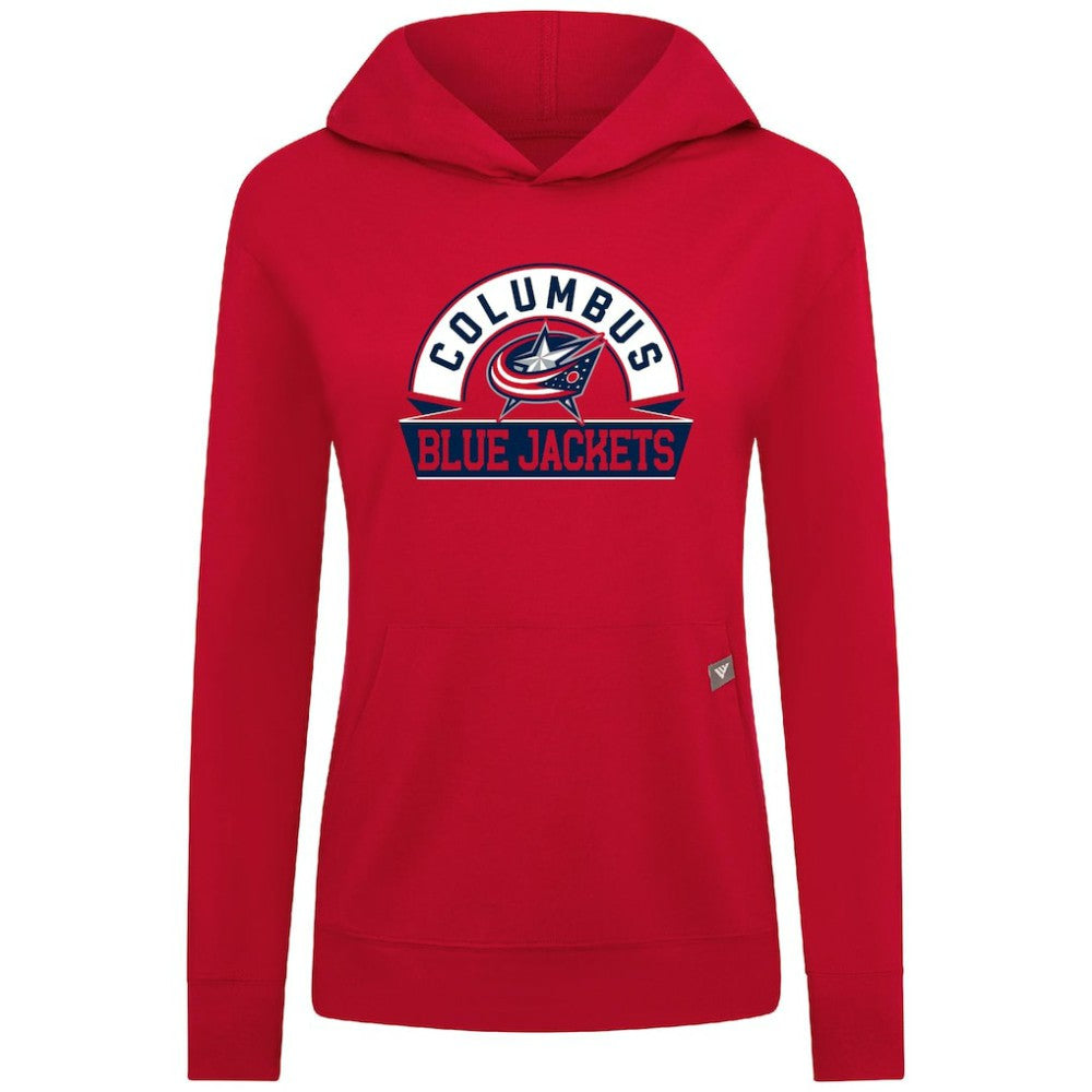 NHL Red Columbus Blue Jackets Levelwear Women's Relay Banner Arch Pullover Hoodie