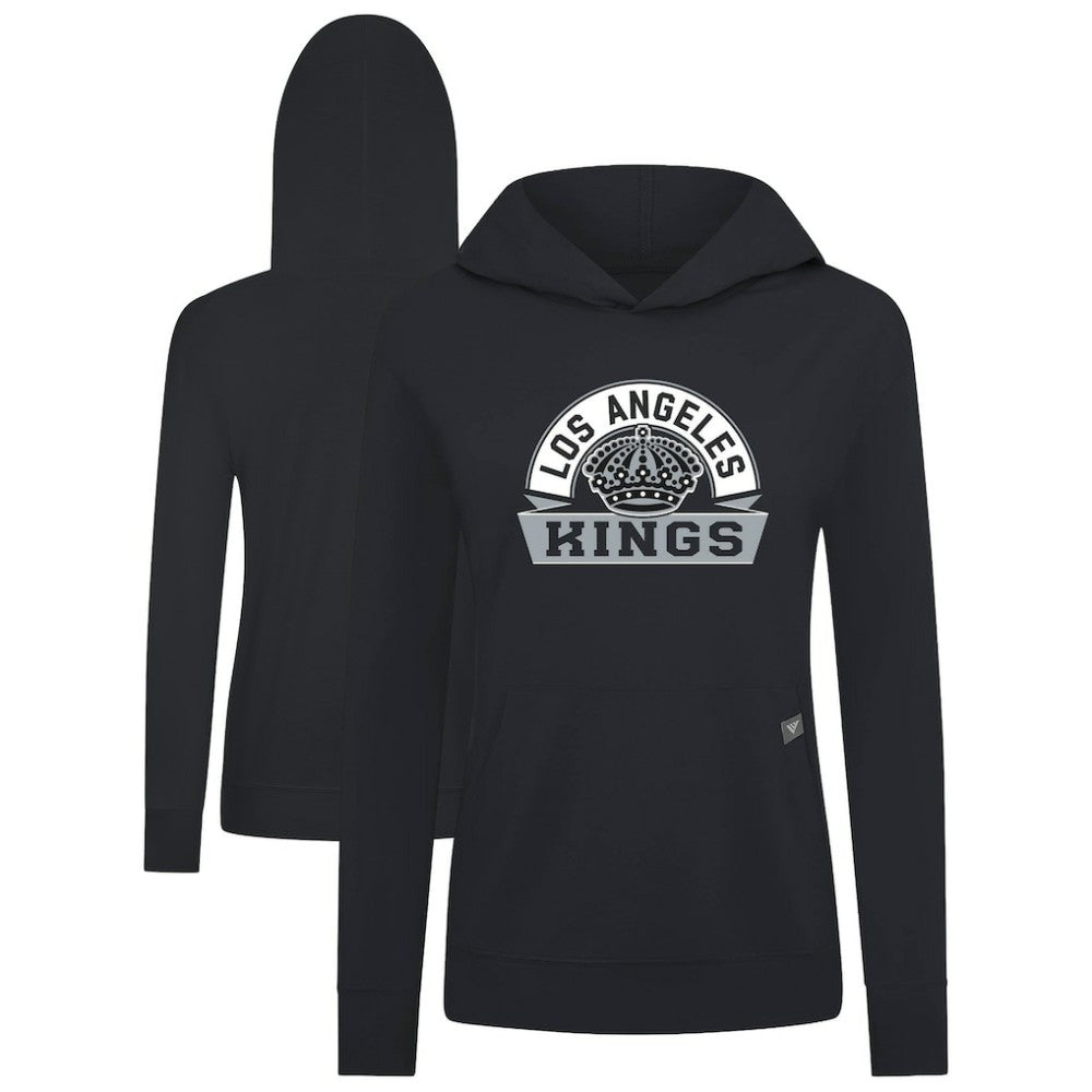 NHL Black Los Angeles Kings Levelwear Women's Relay Banner Arch Pullover Hoodie