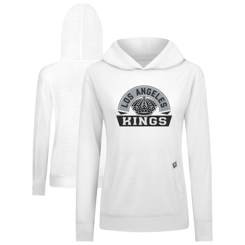 NHL White Los Angeles Kings Levelwear Women's Relay Banner Arch Pullover Hoodie
