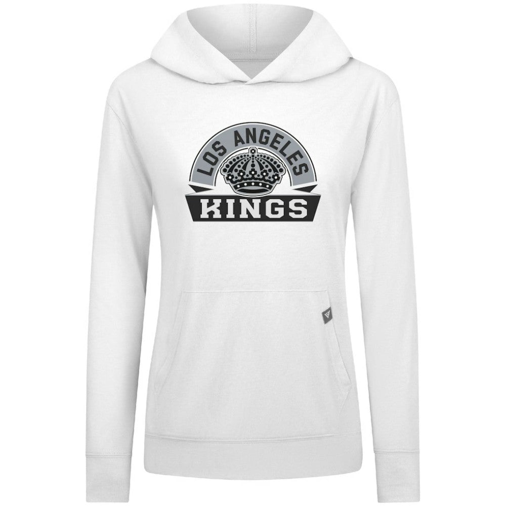 NHL White Los Angeles Kings Levelwear Women's Relay Banner Arch Pullover Hoodie