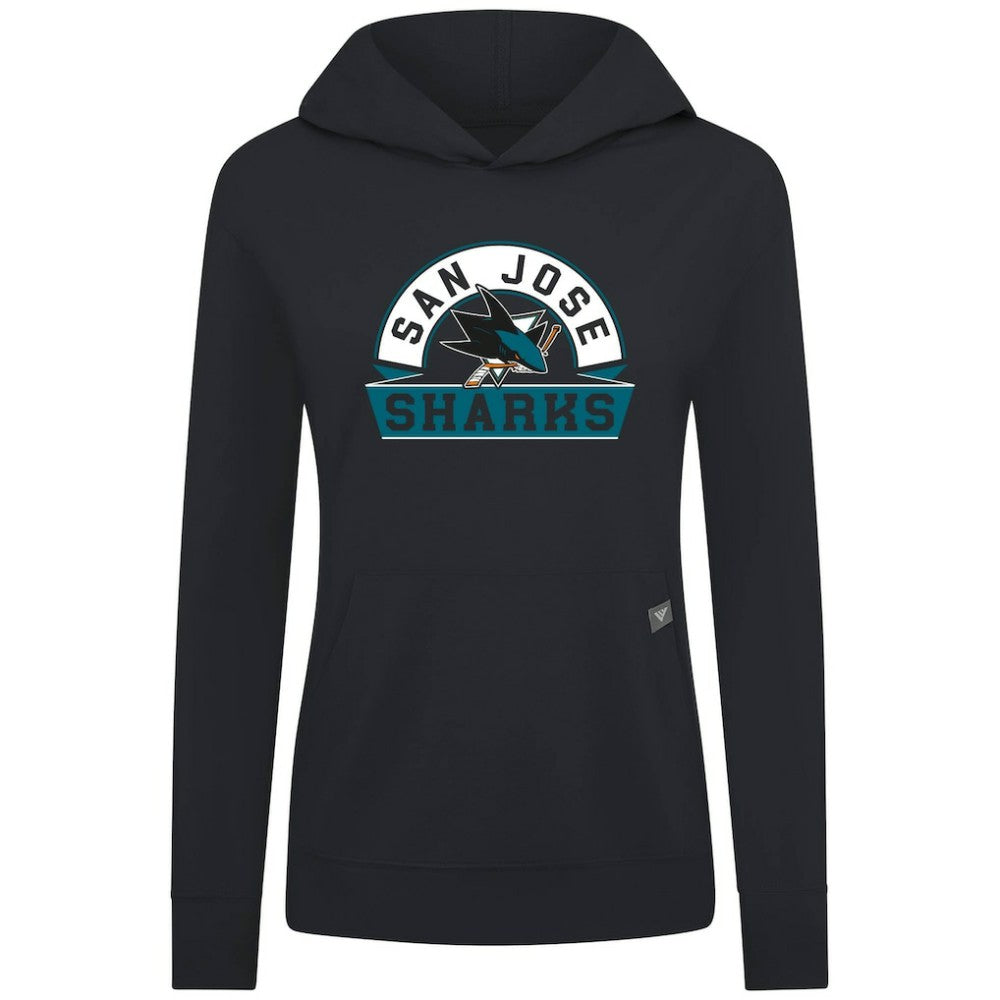 NHL Black San Jose Sharks Levelwear Women's Relay Banner Arch Pullover Hoodie