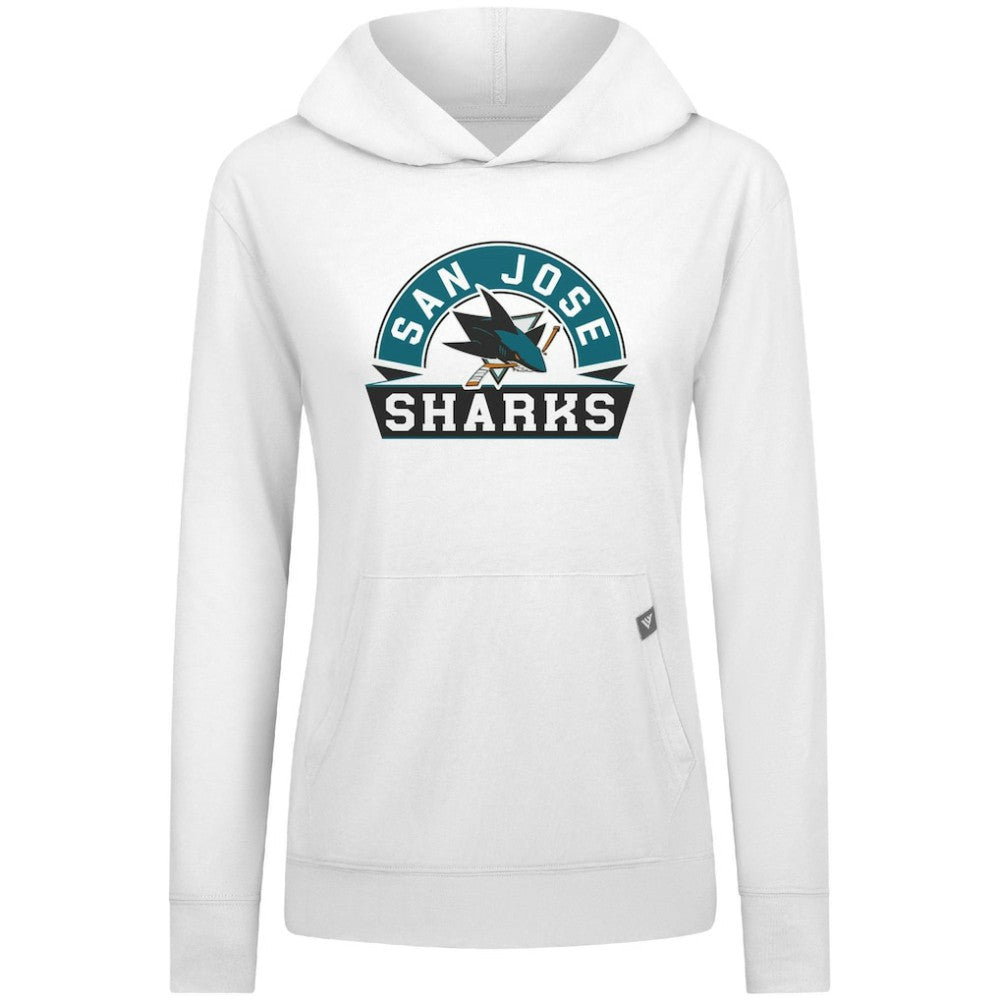 NHL White San Jose Sharks Levelwear Women's Relay Banner Arch Pullover Hoodie