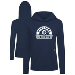 NHL Navy Winnipeg Jets Levelwear Women's Relay Banner Arch Pullover Hoodie