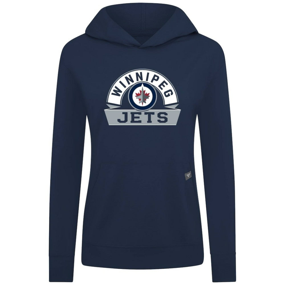 NHL Navy Winnipeg Jets Levelwear Women's Relay Banner Arch Pullover Hoodie