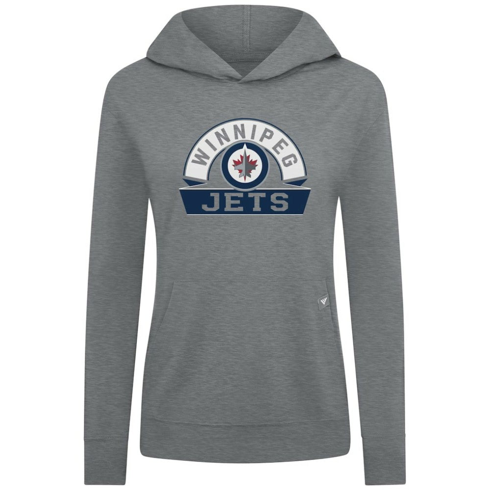 NHL Gray Winnipeg Jets Levelwear Women's Relay Banner Arch Pullover Hoodie