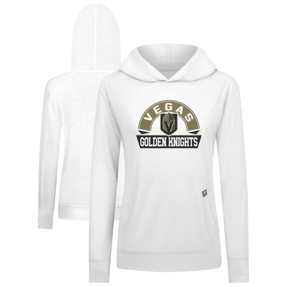 NHL White Vegas Golden Knights Levelwear Women's Relay Banner Arch Pullover Hoodie
