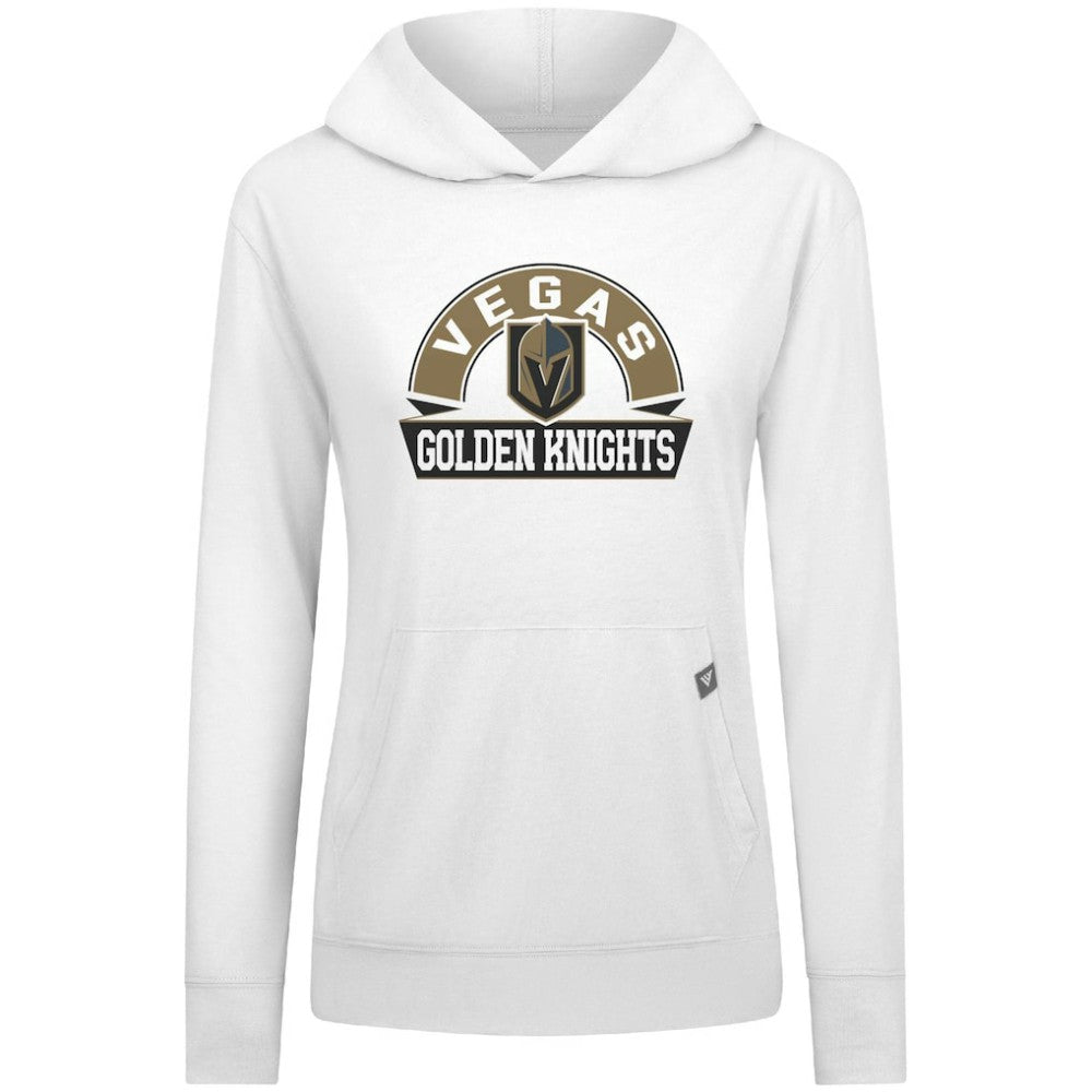 NHL White Vegas Golden Knights Levelwear Women's Relay Banner Arch Pullover Hoodie